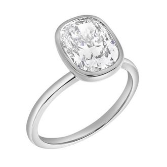 LuvMyJewelry Novae 3CT Cushion Cut Bezel Lab Diamond Engagement Ring 14K Gold in 14K White Gold at Nordstrom, Size 7