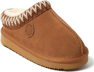 Dearfoams Fireside by Dearfoams Womens Greta Genuine Shearling Clog Slipper with Embroidery