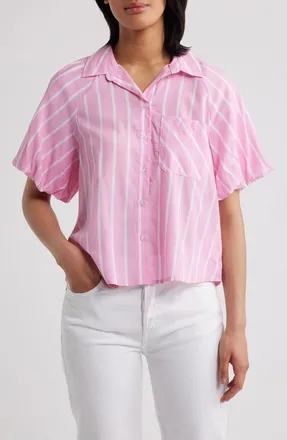 Beach Lunch Lounge Biance Bubble Sleeve Button-Up Top in Lotus Flower at Nordstrom, Size X-Small