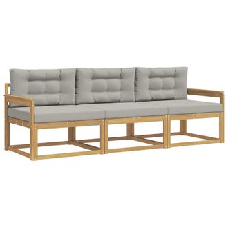 vidaXL Conjunto De Sof&aacute;s De Exterior 3 Pcs Blanco Y Gris Claro Vidaxl