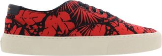 Saint Laurent Olona Palm Mix Sneakers - Heren - Sneakers - Rood - 40 1/2 EU - Schoenen