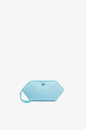 Ganni Blue Bikini Pouch in Check