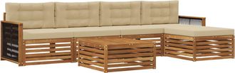 vidaXL Conjunto De Sof&aacute;s De Exterior 6 Uds. Natural Y Beige Vidaxl