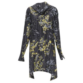 Marni geometric floral print cowl neck silk dress