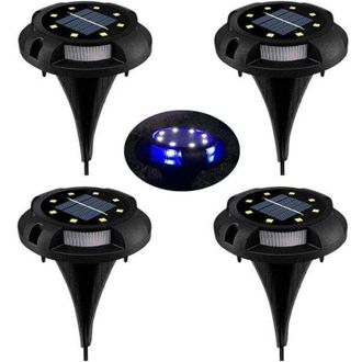 OEM Luci Solari A Led Per Prato, 8 Led, Set Da 4 Faretti Solari Da Giardino Impermeabili Ip65, Luci Decorative Per Vialetto, Giardino, Patio, Cortile, Pra