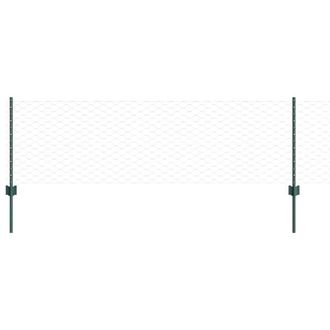 Berkfield Home Fence Posts 11 pcs U-Channel Green 60 cm Steel, Hexagon Fence Gre