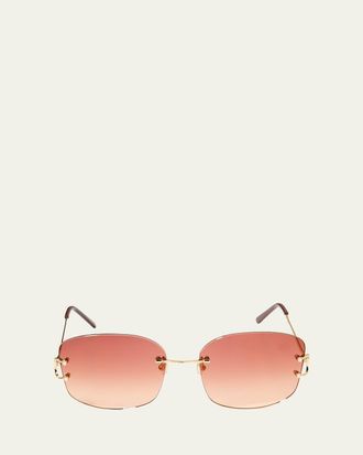 Cartier Rimless Round Metal & Acetate Sunglasses