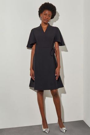 Ming Wang Butterfly Sleeve Crepe de Chine Wrap Dress in Black at Nordstrom, Size Xx-Large