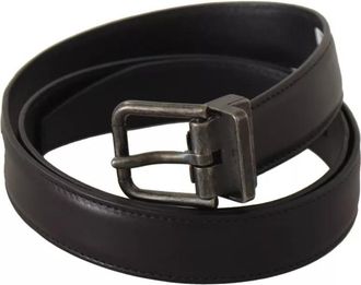 Dolce & Gabbana Black Calf Leather Antique Buckle Men Mens Belt (Pre-Owned)