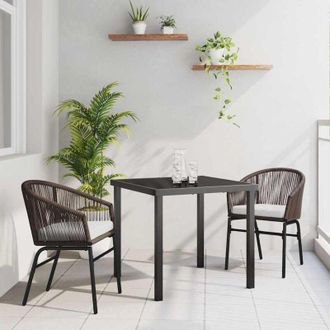 vidaXL Conjunto De Comedor De Jard&iacute;n 3 Pcs Marr&oacute;n Polirat&aacute;n Vidaxl