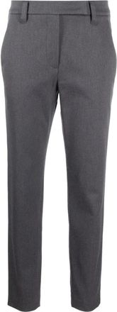 Brunello Cucinelli Brunello Cucinelli, Cropped Trousers, female, Gray, Size: XS Grey Cotton Long Trousers