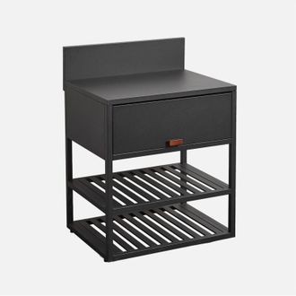 Sweeek Cucina esterna in acciaio con 1 anta e 2 ripiani, 80cm