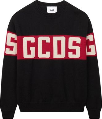 GCDS Logo Regular Sweater - Dames - Ronde hals truien - Zwart - XL - Wol - Truien & Vesten