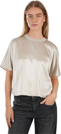 PESERICO Tops, Dames, Beige, S, Silk Top