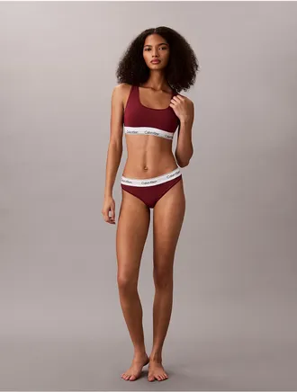 Calvin Klein Womens Icon Cotton Modal Thong - Red - XS