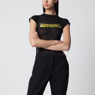 Balenciaga Messy Spray T-shirt with cut-out back in cotton black