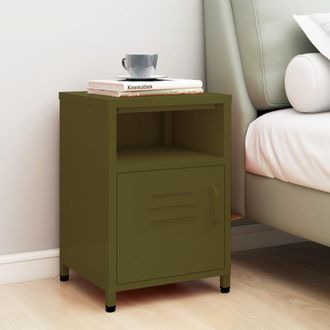 vidaXL Mesita De Noche Acero Verde Oliva 35x35x51 Cm Vidaxl