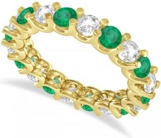 Allurez Diamond & Emerald Eternity Wedding Band 14k Yellow Gold (2.40ct)