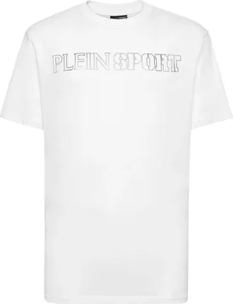 Plein Sport T-Shirt Ronde Hals Tiger - Heren - Sportshirts - Wit - M - Katoen - Fitness