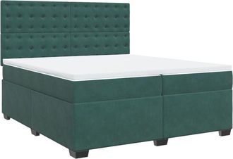 vidaXL Cama Box Spring Con Colch&oacute;n Terciopelo Verde Oscuro 200x200 Cm Vidaxl
