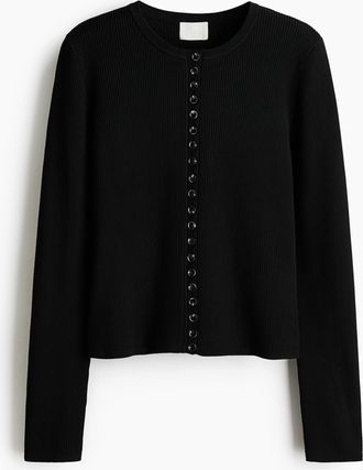 H&M Gerippter Cardigan - Schwarz