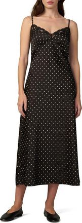 Joe's The Ines Polka Dot Midi Slipdress in Black Polka Dot at Nordstrom, Size X-Large