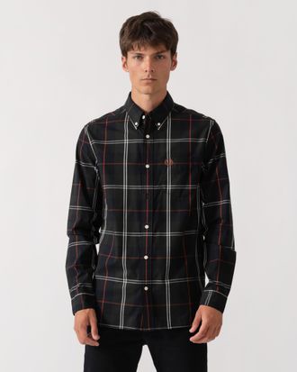 Fred Perry Mens Regular Fit Long Sleeve Logo Detail Shirt in Black Cotton - Size X-Large