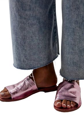 Free People Womens Vicente Slide Sandals In Metallic Pink