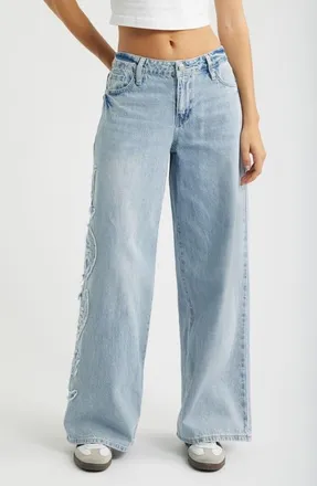 YMI Fit With Love Wide Leg Jeans in Light Blue at Nordstrom, Size 11