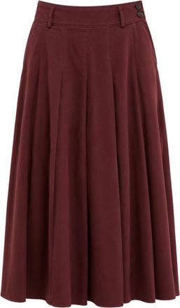Pomandere Rok met hoge taille en plooien - Dames - Midirokken - Rood - L - Katoen - Rokken