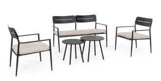 BIZZOTTO Sala de estar de acero con mesa de centro antracita