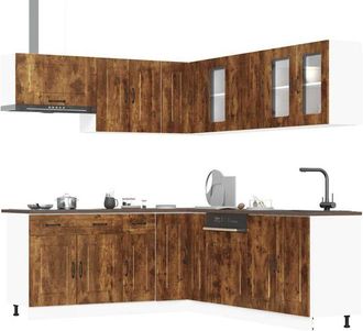 vidaXL Vidaxl - Mueble Cocina Kalmar Roble Ahumado 11 Pzas Madera Contrachapada