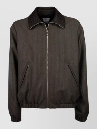 Bottega Veneta jacket elasticated cuffs hem and woven collar