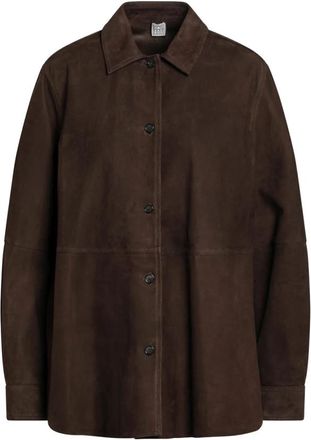 Toteme Soft Suede Overshirt - Dames - Leren en Su&egrave;de Jassen - Bruin - S - Leer - Jassen