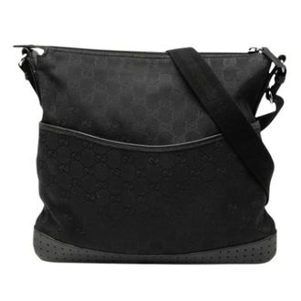 Gucci Pre-owned Canvas Crossbody Tas - Dames - Pre-owned - Zwart - Maat: ONE Size Leer