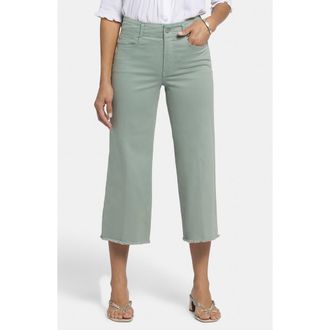 NYDJ Brigitte Frayed High Waist Wide Leg Capri Jeans in Lily Pad at Nordstrom, Size 8P