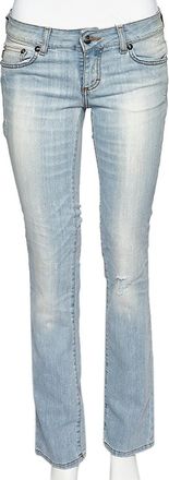 Just Cavalli Blue Denim Distressed Straight Fit Jeans