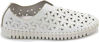 Eric Michael Womens Inez Leather Slip-On Flat Comfort Shoes In White