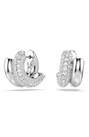 Swarovski Dextera Front/Back Hoop Earrings in White/Silver at Nordstrom