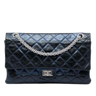 Chanel Pre-owned Leather chanel-bags - Dames - Pre-owned - Blauw - Maat: ONE Size Leer