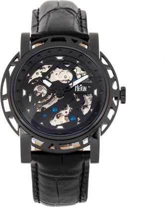 Reign Stavros Automatic Skeleton Leather-Band Watch
