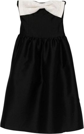 Self Portrait Taffeta Contrast-Bow Midi Dress