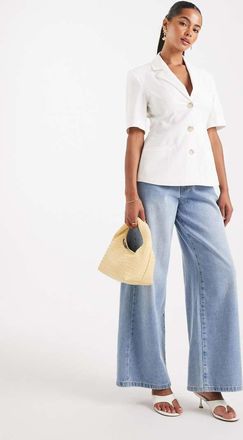 Asos Blazer a maniche corte bianco stretto in vita