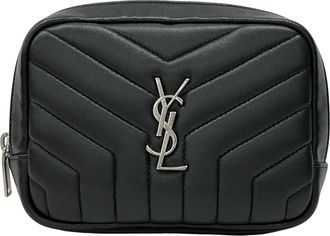 Saint Laurent Black Silver Leather Pouch (Pre-Owned)
