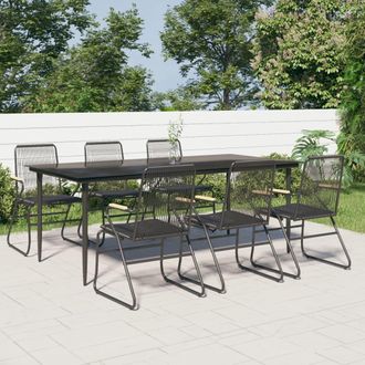 vidaXL Juego De Comedor Para Jard&iacute;n 7 Piezas Rat&aacute;n Pvc Negro Vidaxl