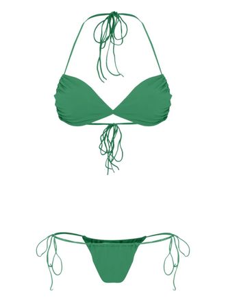 Amir Slama triangle tie-fastening bikini set - Green