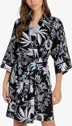 Linea Donatella Floral Batik Printed Wrapper In Black