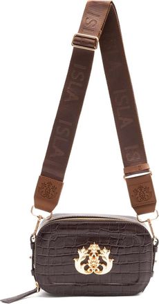 Isla Borsa a spalla mini Dance con effetto coccodrillo - Marrone