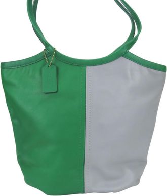 Coach Gray Green Leather Tote Bag (Pre-Owned)