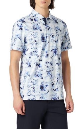 Bugatchi Hendrix Digital Watercolor Print Pima Cotton Polo in Classic Blue at Nordstrom, Size Xx-Large